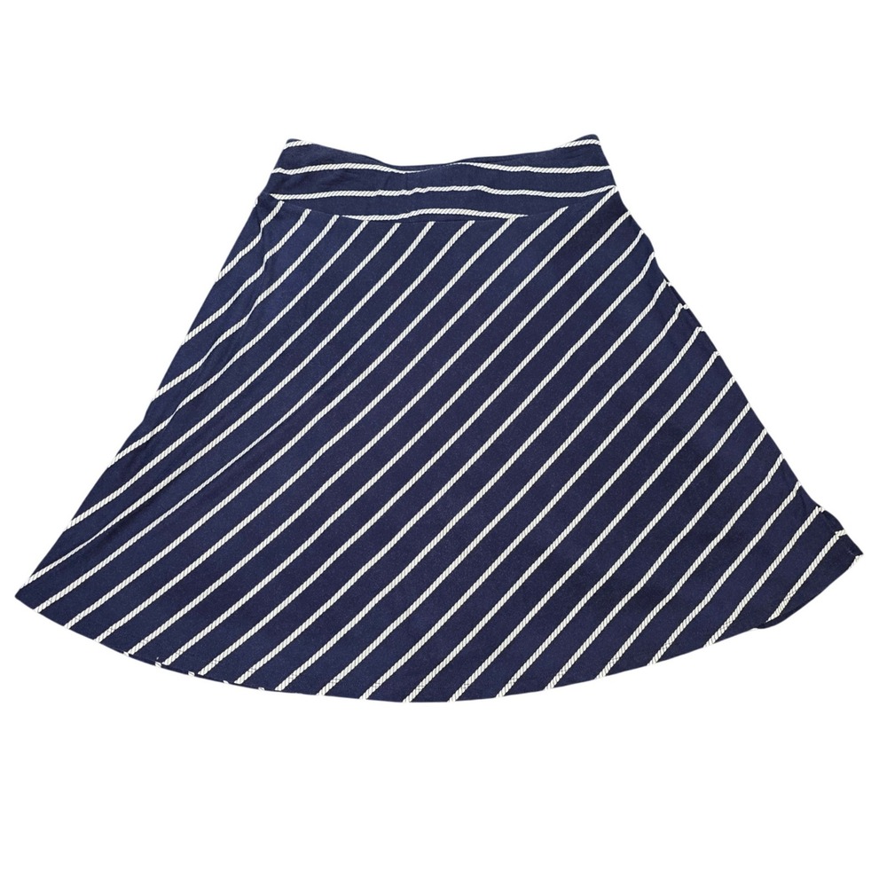 Talbots Petites A-Line Skirt Women's Size SP Navy Blue White Rope Stripe Pull On